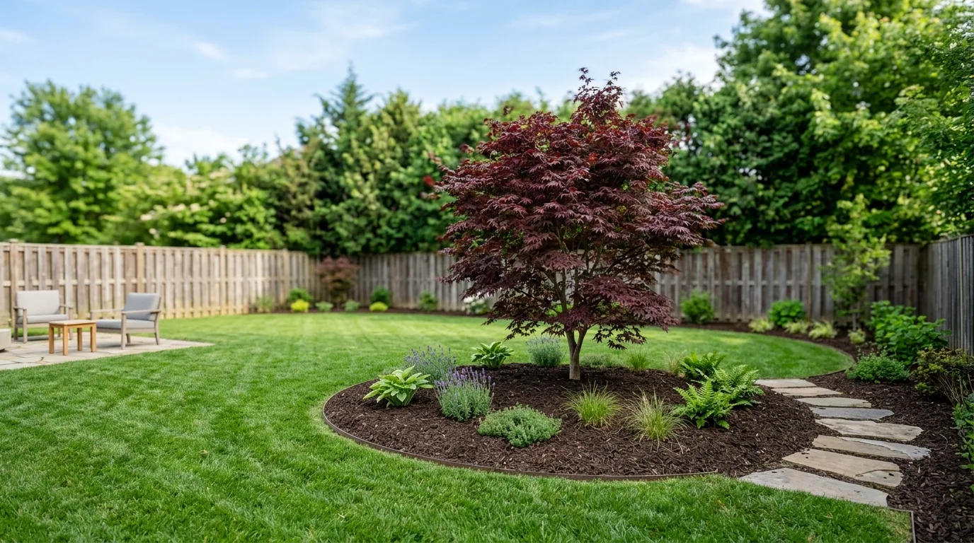Stone Border Backyard Plan